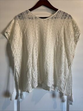 GB girls Cream Lace Tassel Swim Coverup